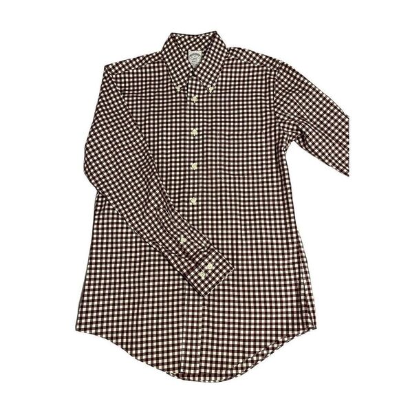 Brooks‎ Brothers Long Sleeve Dress Shirt Non Iron Purple Gingham Size Small - Picture 6 of 8